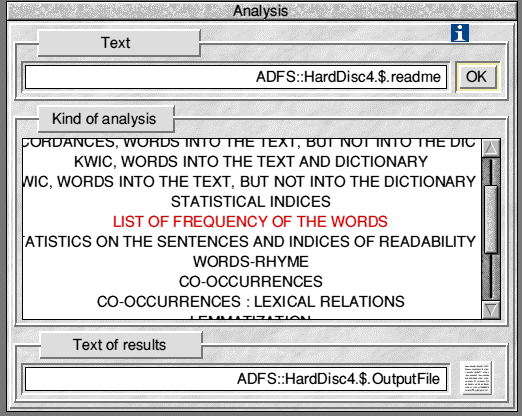 Figure four: the main window used to drive Analysis