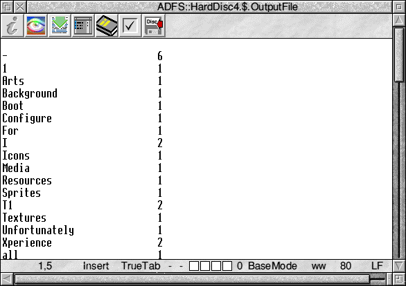 Figure five: example output from Analysis
