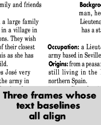 Image showing how baselines of text stay aligned across different columns