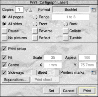 The comprehensive Print dialogue window