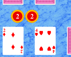 Screenshot showing 
the value of the player's two cards as 6