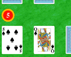 Screenshot showing the 
value of the player's cards as 15